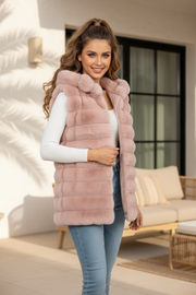 Manteau sans manches avec capuche sans manches Roze