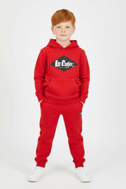 Lee Cooper Rode Jongens Hoodie met Zwart Logo