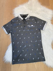 BLVCK Exclusive Donkergrijze Herenpolo met Print