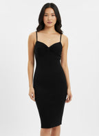 Black suspender dresses in very stretchy ribbed knit