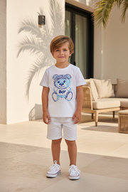 Free Star Wit Jongens T-shirt met Blauwe Beerprint
