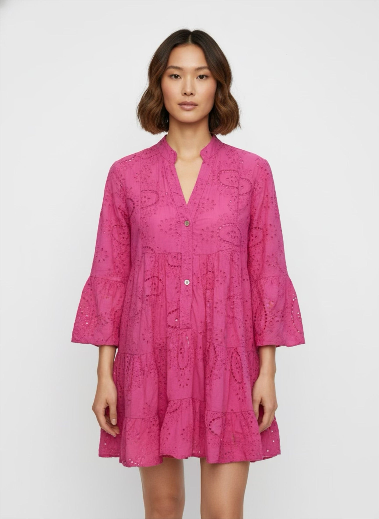 Embroidered Dress fuchia