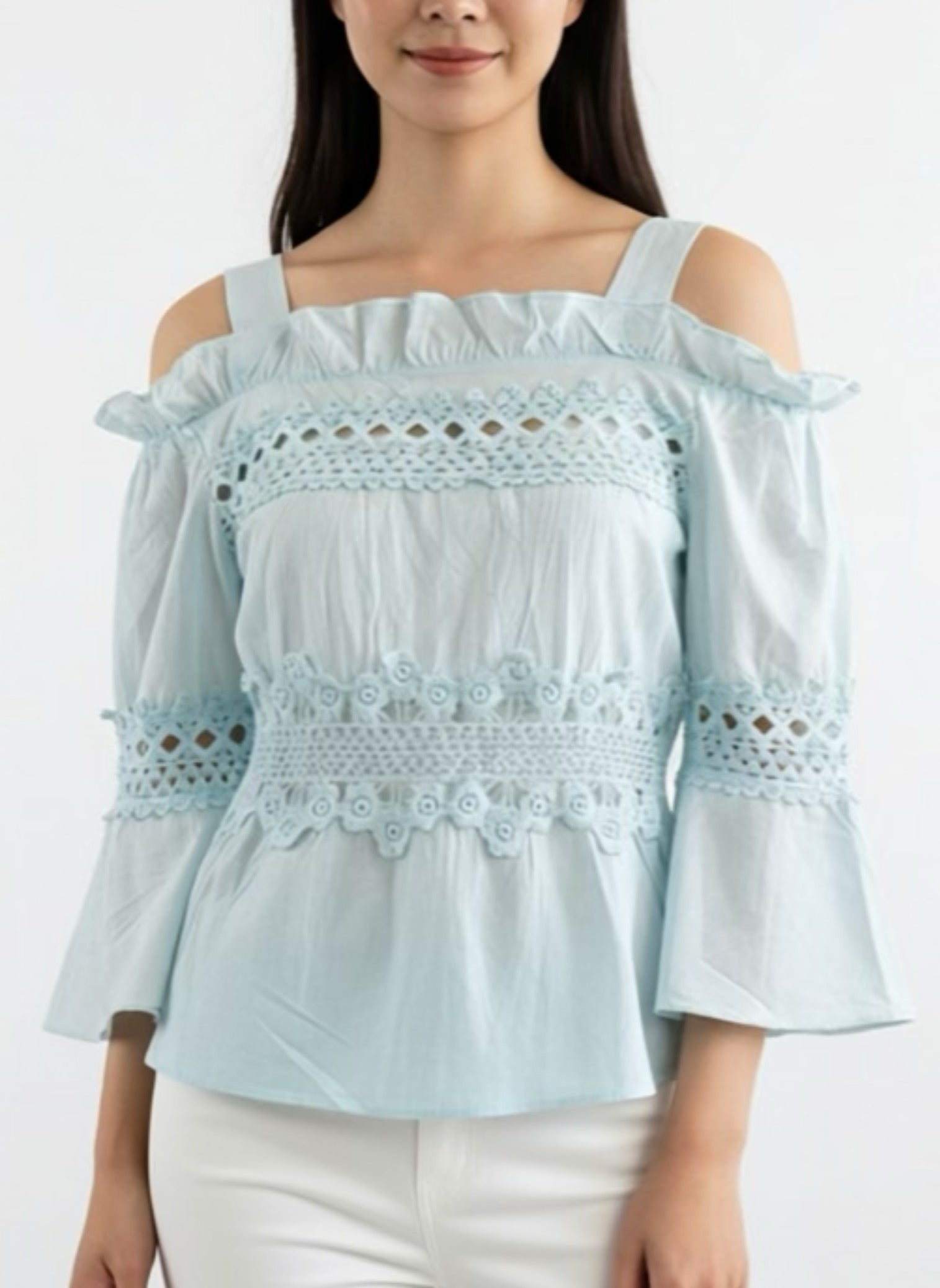 Blue hooked blouse top