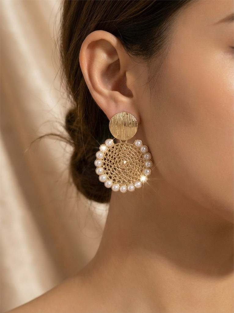 Boucles d'oreilles pendantes Pearl Royale – Or avec Perles