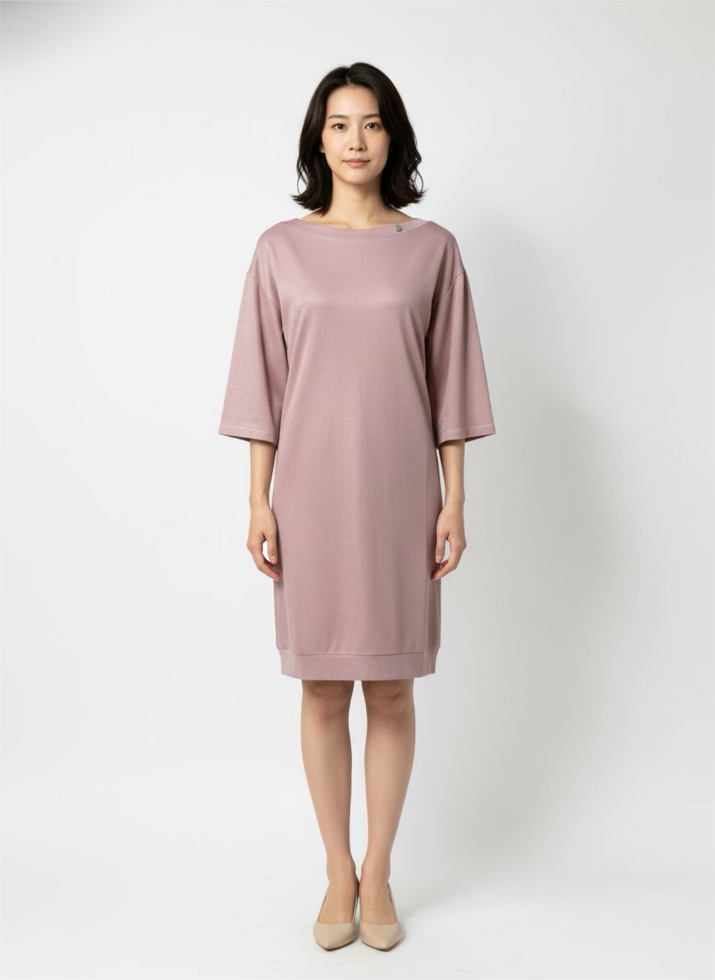 T-shirt dress with shiny coating Pink