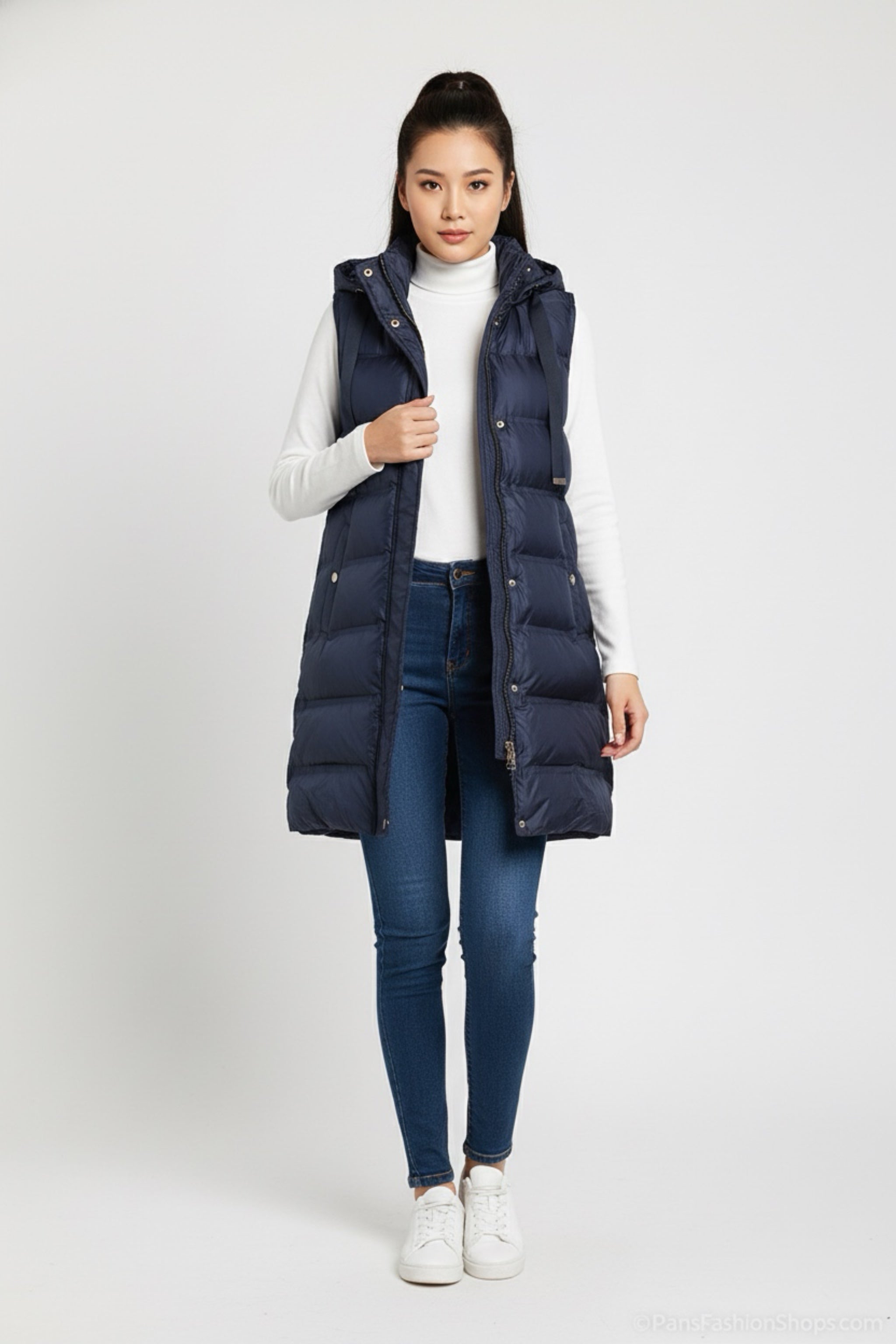 Sleeveless puffer jacket with hood Marine Blauw