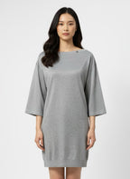 T-shirt dress with shiny coating Grey