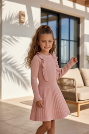 Lichtroze Meisjes Trui-Jurk – Zachte Gebreide Jurk – Outlet