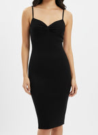 Black suspender dresses in very stretchy ribbed knit