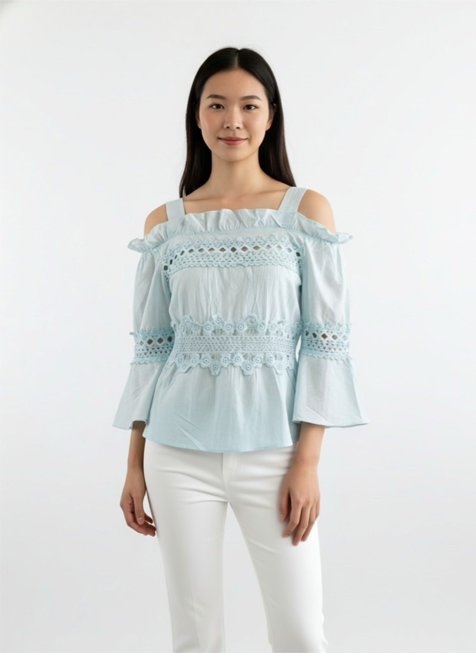 Blue hooked blouse top