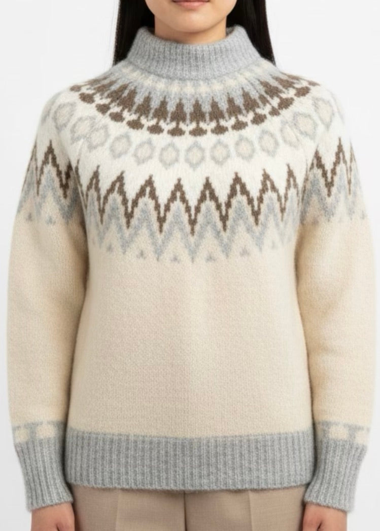 Large knit wool beige