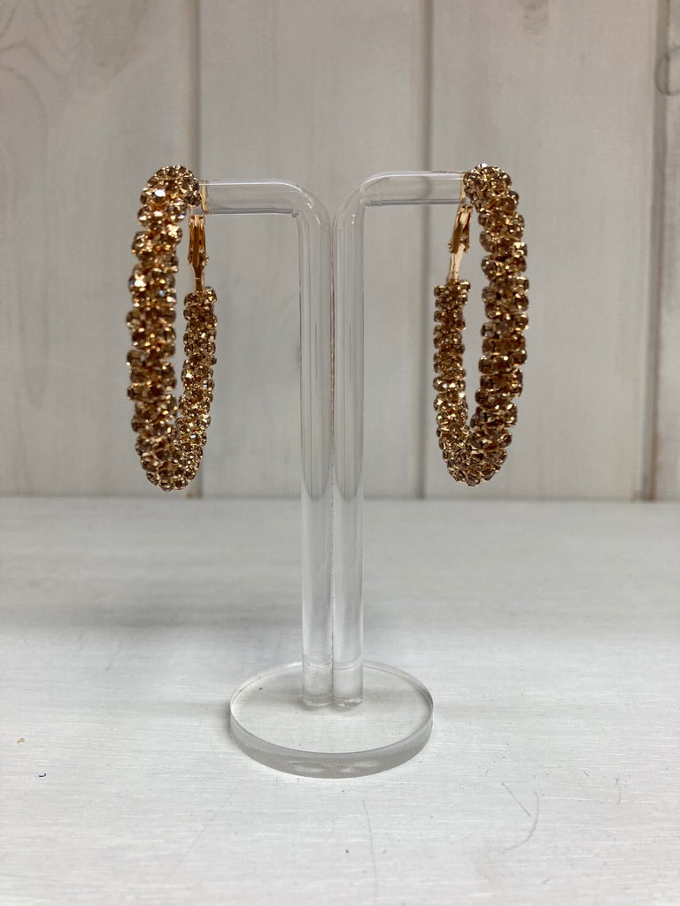 Oorring met strass steentjes goud