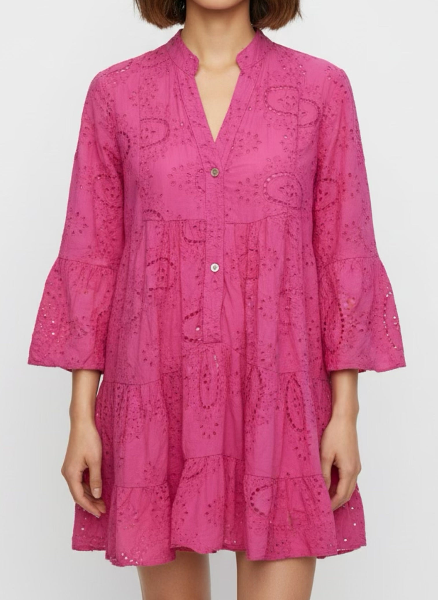 Embroidered Dress fuchia