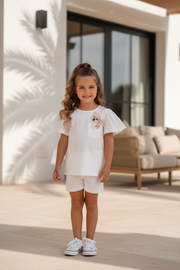 T-shirt puppy roze strik