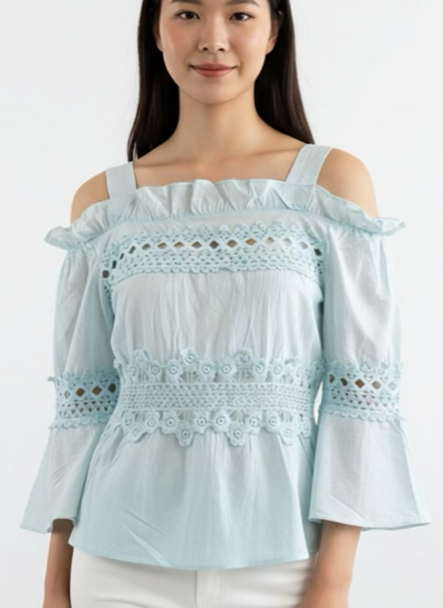 Blue hooked blouse top