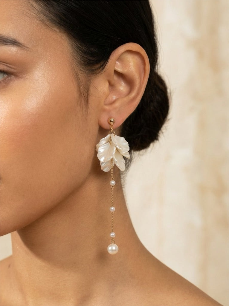 Boucles d'oreilles Cascade de Fleurs de Perles