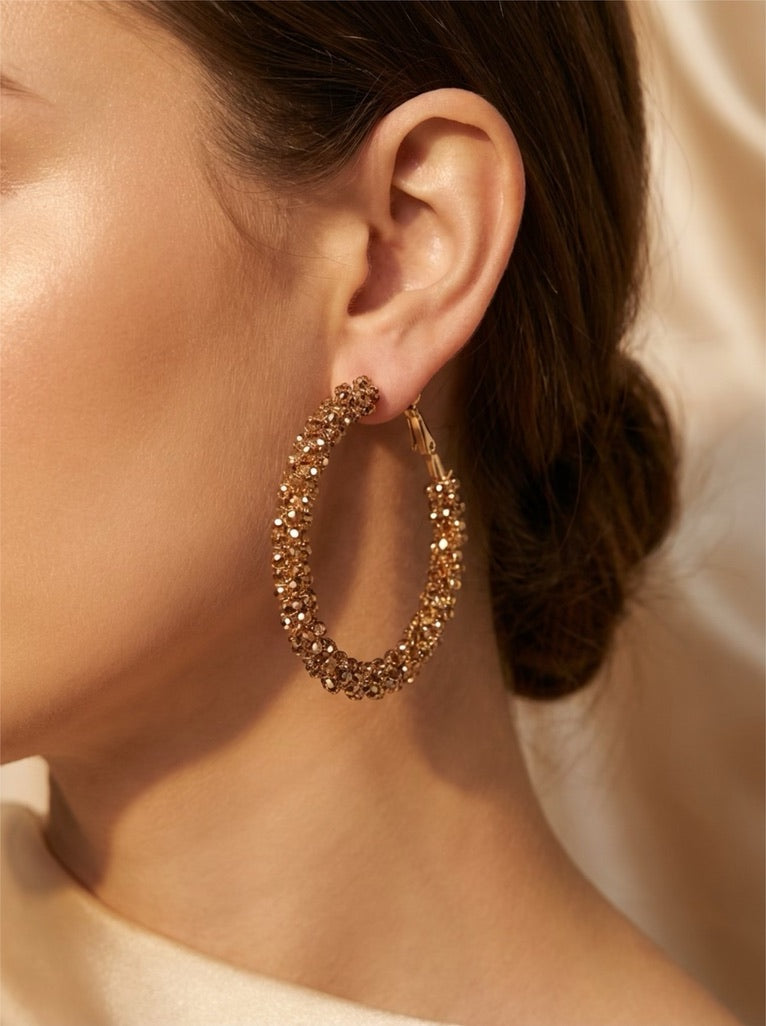 Oorring met strass steentjes goud