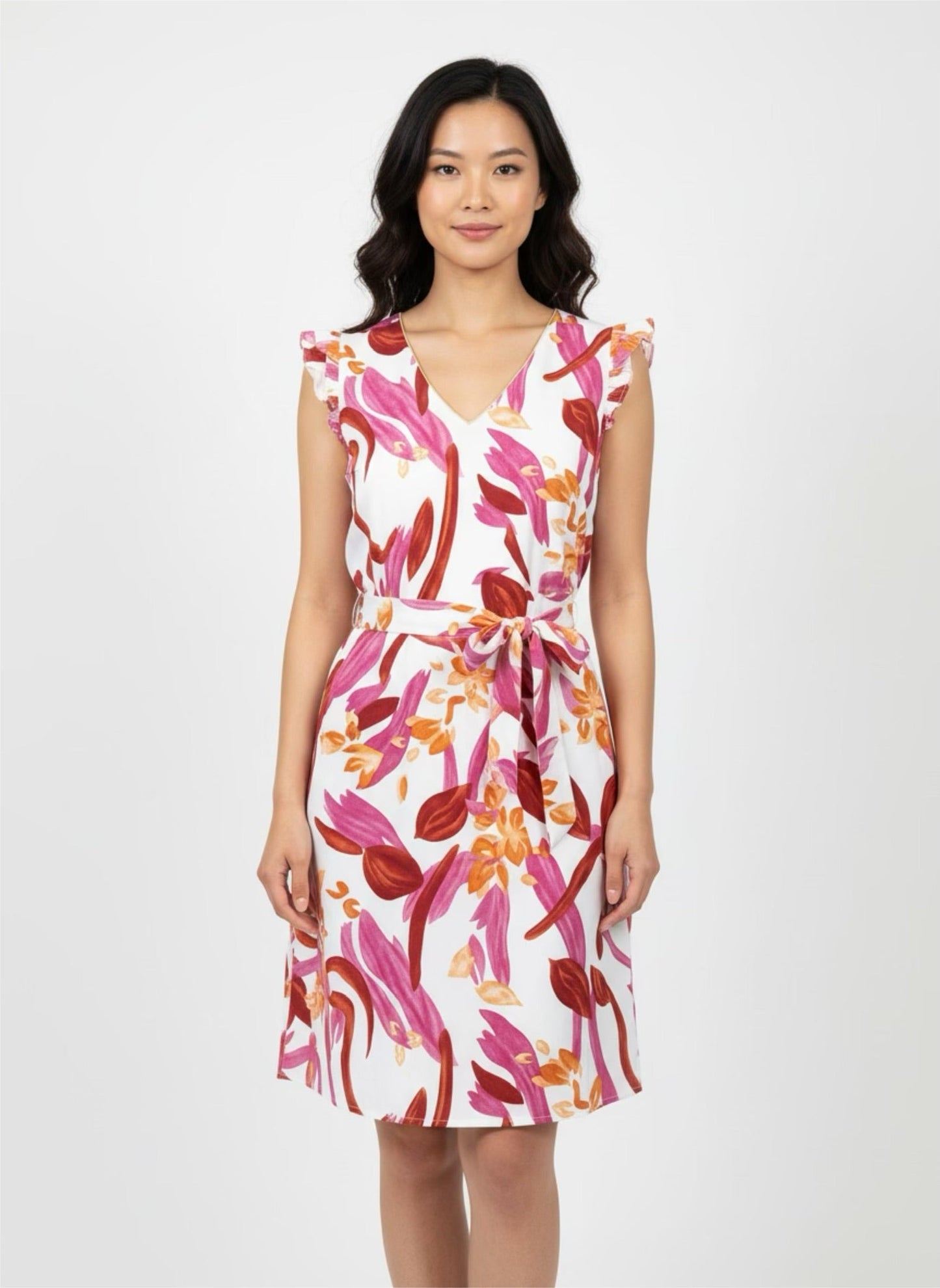 Lina Bloom Jurk – Elegante Bloemenprint Jurk met Taillelint