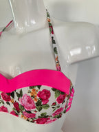 Floral Bikini met Neon Roze Accenten