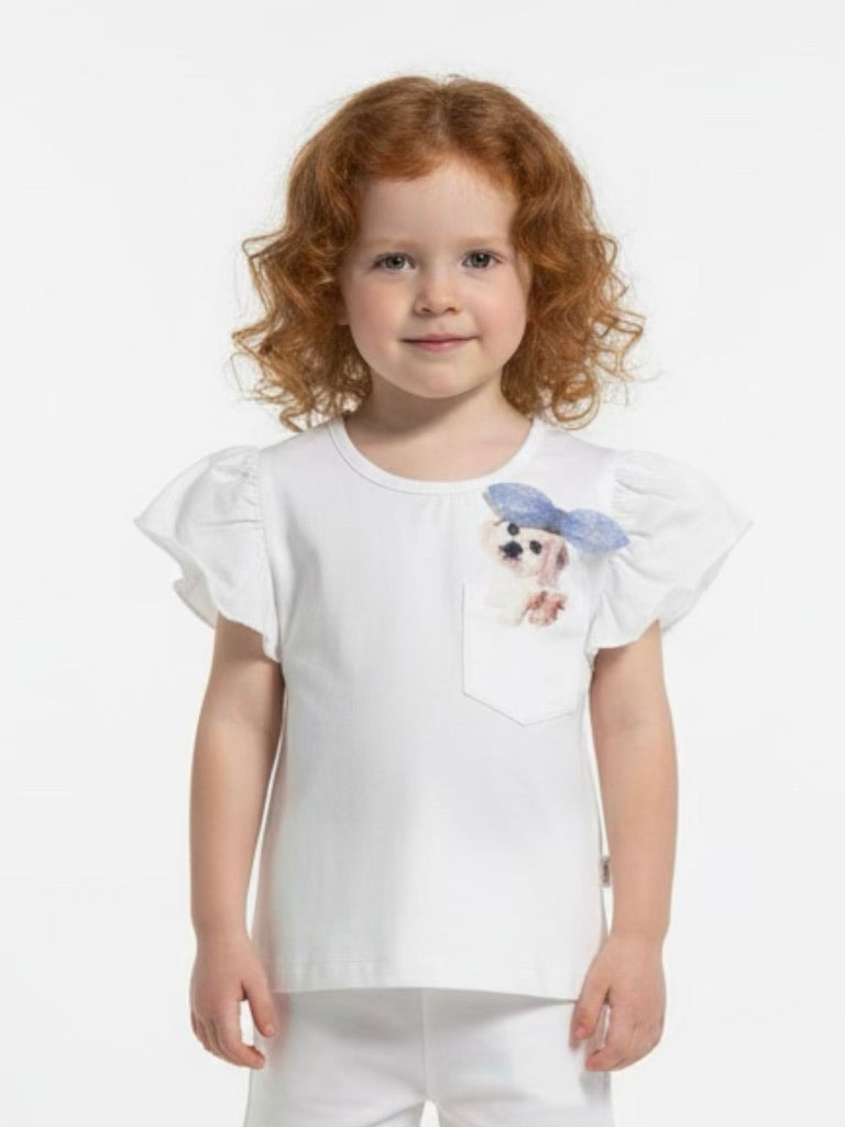 T-shirt puppy blauw strik