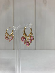 Blush Crystal Charm Hoops