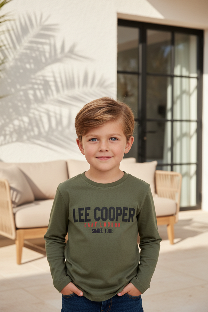 Lee Cooper Khaki Jongens Longsleeve met Logo