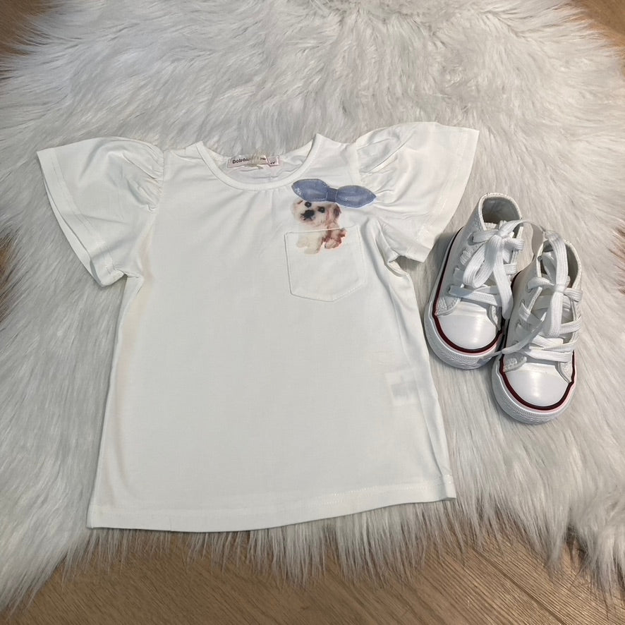 T-shirt puppy blauw strik