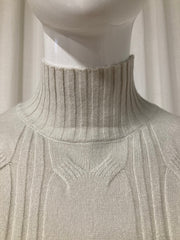 New Sensation Gebreide Jurk Crème – Cable Knit Sweater Dress met Col