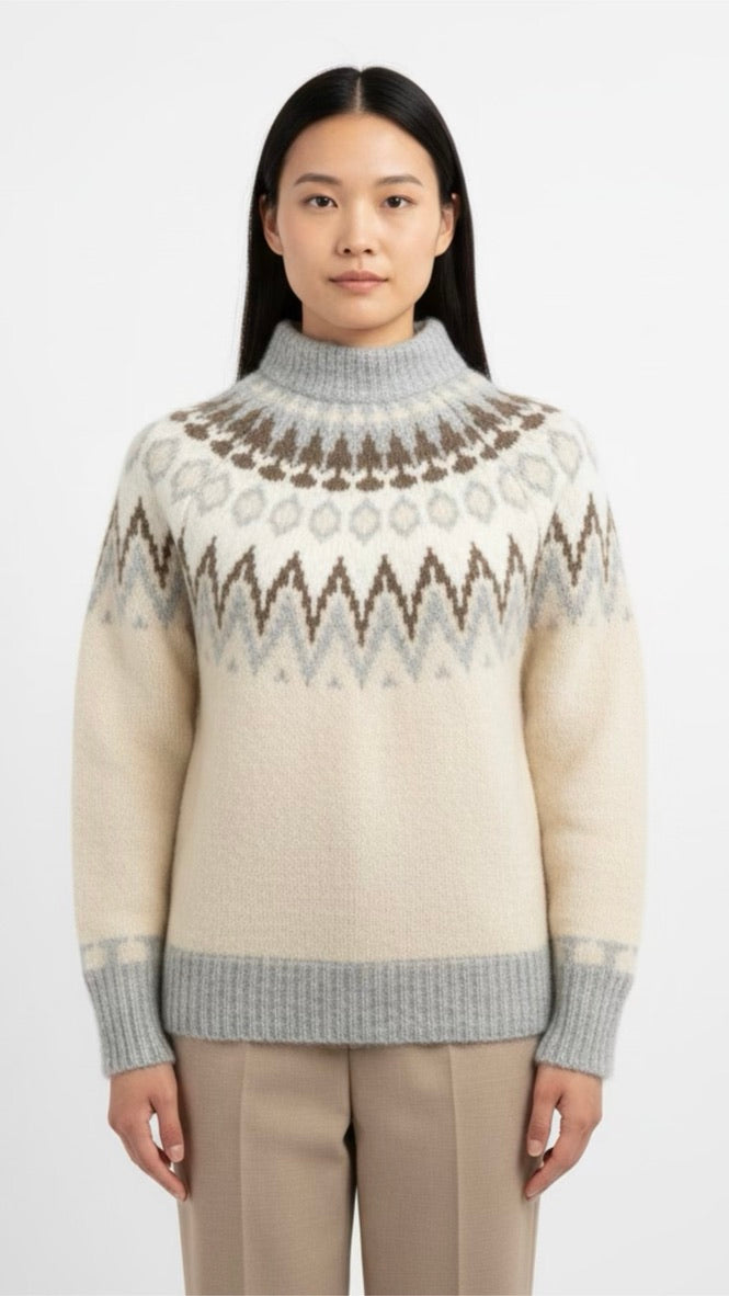 Large knit wool beige