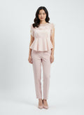 Pink blouse with flounce and tulle