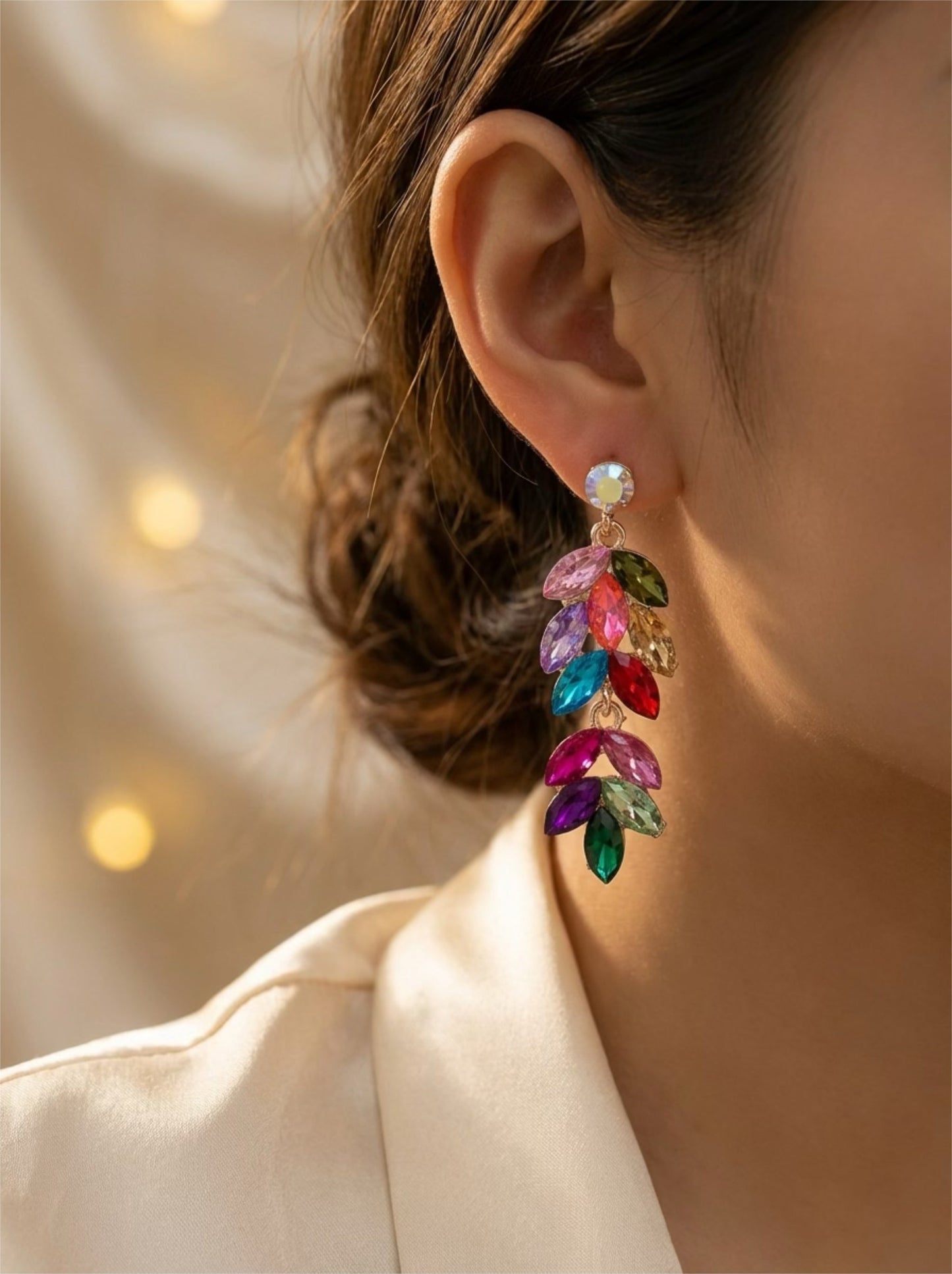 Rainbow Luxe Kristal Oorbellen – Multicolor Statement Earrings