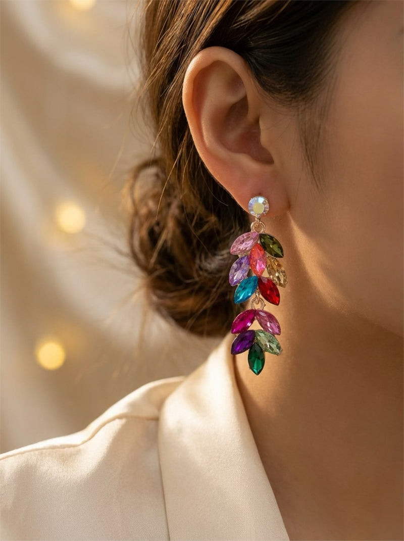 Rainbow Luxe Kristal Oorbellen – Multicolor Statement Earrings
