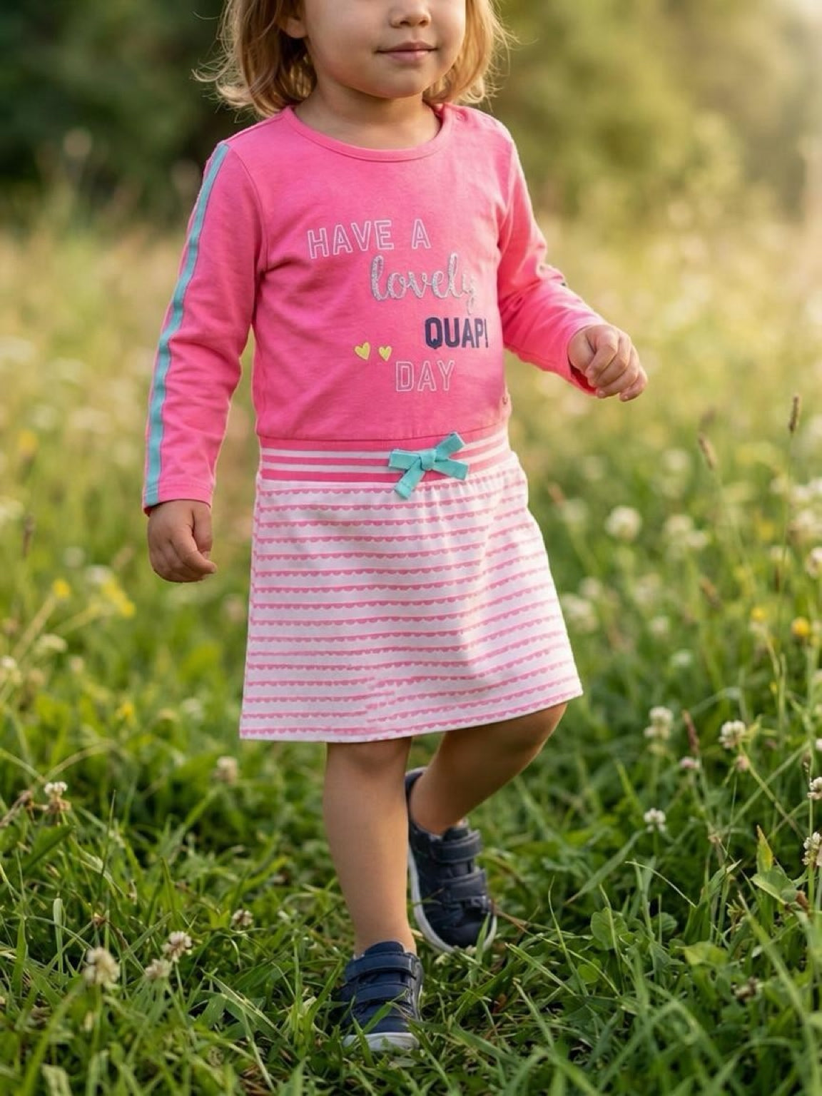 Quapi Jurkje Lovely Day Roze – Meisjes Sweatjurk