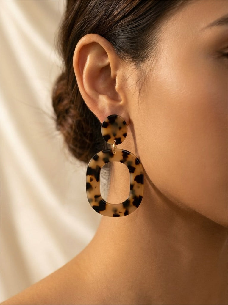 Boucles d'oreilles carrées Monaco Tortoise – Boucles d'oreilles géométriques de luxe