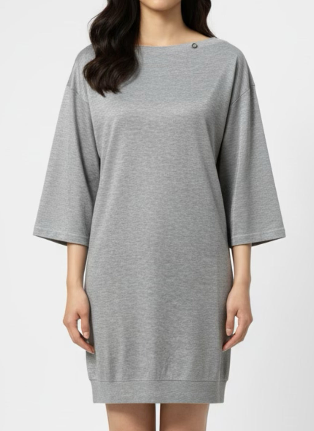 T-shirt dress with shiny coating Grey