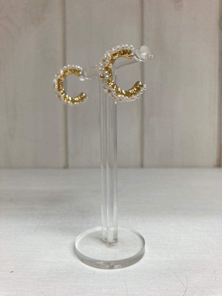 Daisy Pearl Hoop Oorbellen
