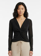 Glittery top with black leopard prints long sleeve, v-neck