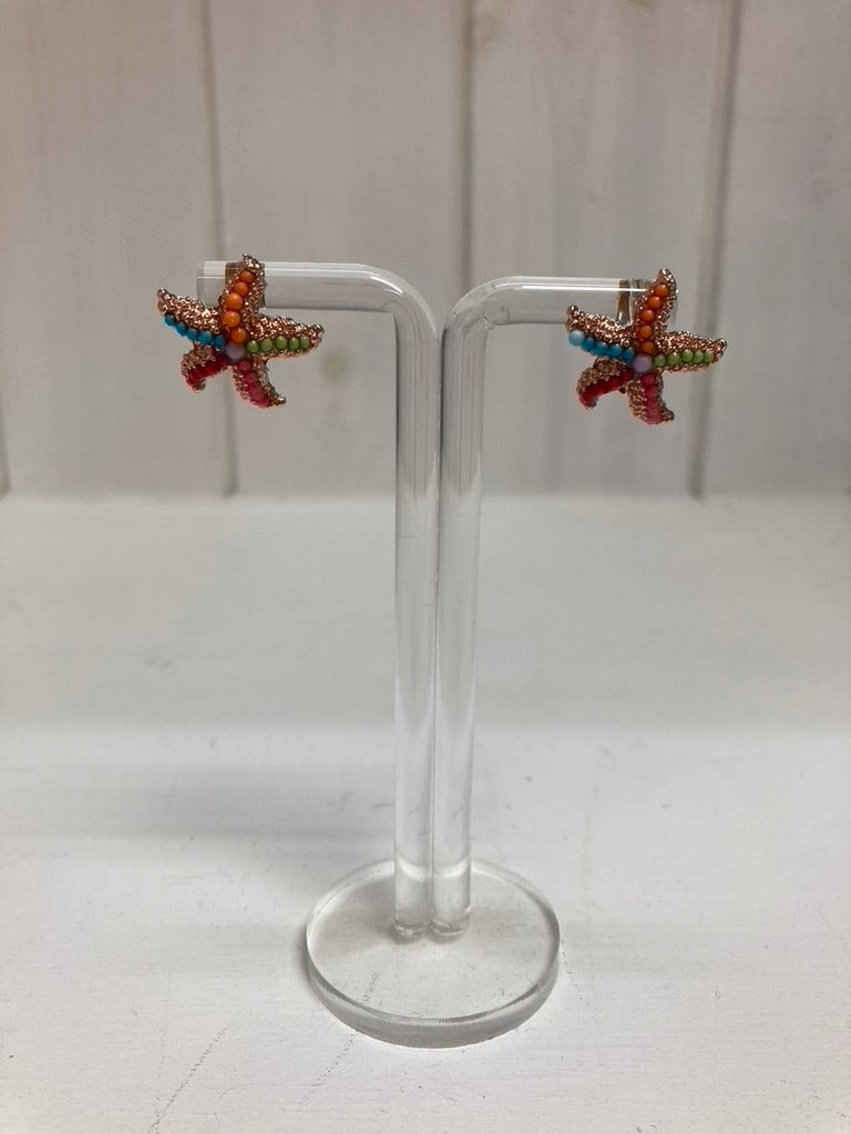 Boucles d'oreilles étoile de mer arc-en-ciel