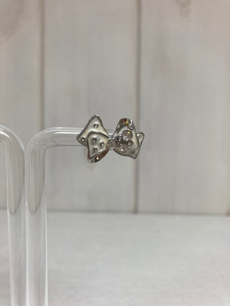 Silver Bow Sparkle Oorstekers