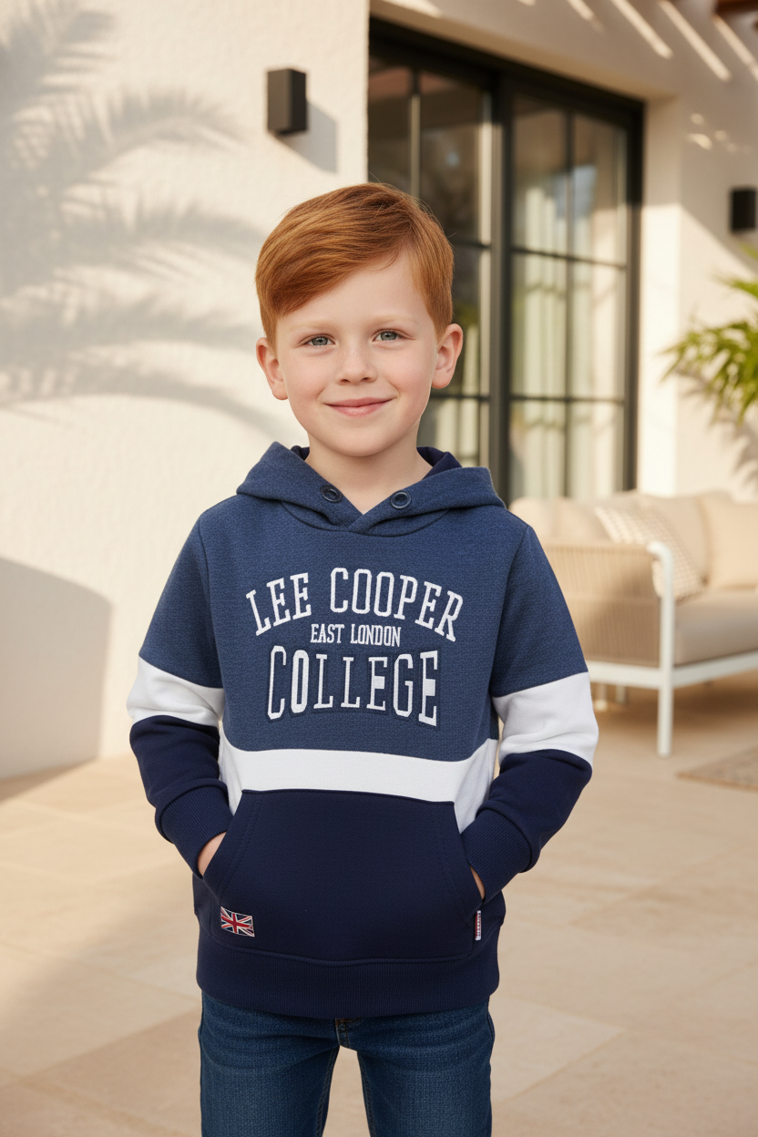 Lee Cooper Blauwe Jongens Hoodie College met Colorblock