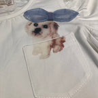 T-shirt puppy blauw strik