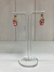 Blush Crystal Charm Hoops