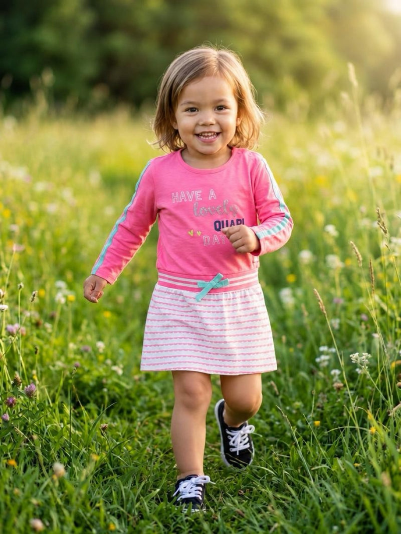 Quapi Jurkje Lovely Day Roze – Meisjes Sweatjurk