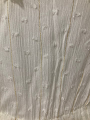 Kilky Witte Korte Jumpsuit met Gouden Strepen en Kant