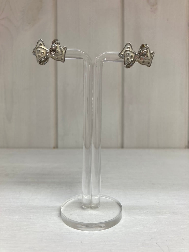 Silver Bow Sparkle Oorstekers