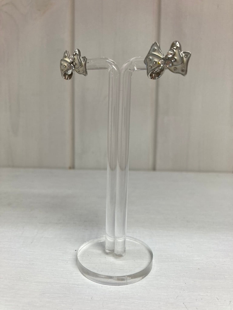 Silver Bow Sparkle Oorstekers