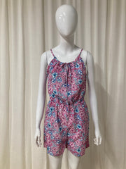 Akoz Roze Korte Jumpsuit met Bloemenprint roze-blauw