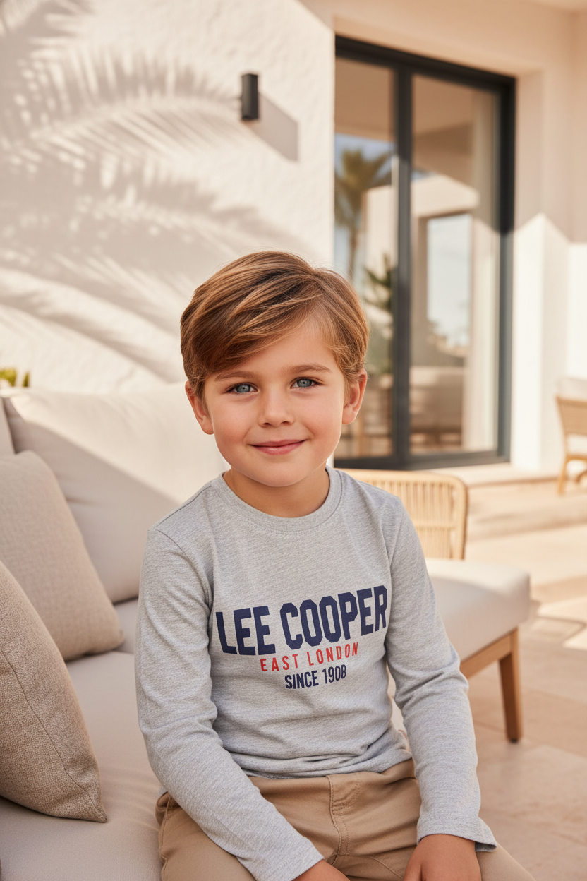 Lee Cooper Grijze Jongens Longsleeve met Logo