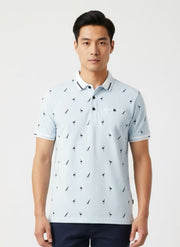 BLVCK Exclusive Herenpolo Lichtblauw met Maritieme Print