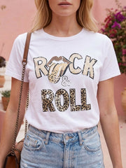 Wit Rock & Roll T-shirt met Panterprint